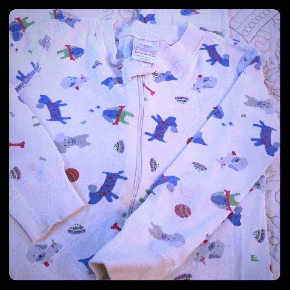 Boys HA puppy print pajamas.